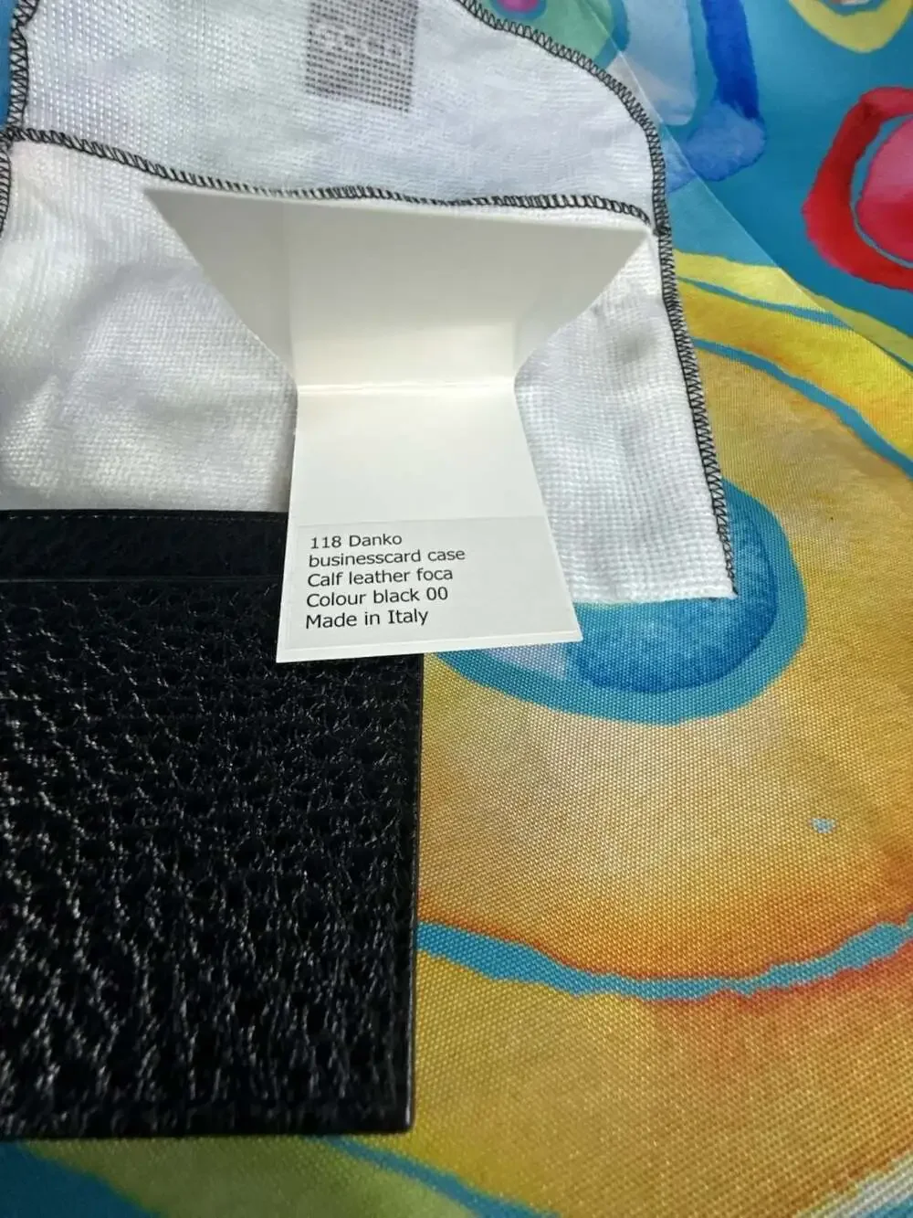 ECCO 118 Danko Black Pebble Grain Leather Slim Card Holder with dust cover